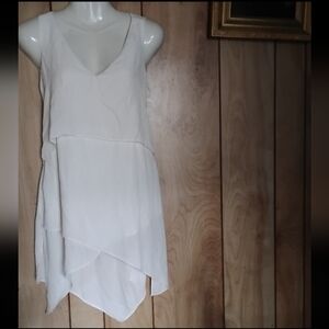 Elegant White Layered Long-Line Sleeveless Top